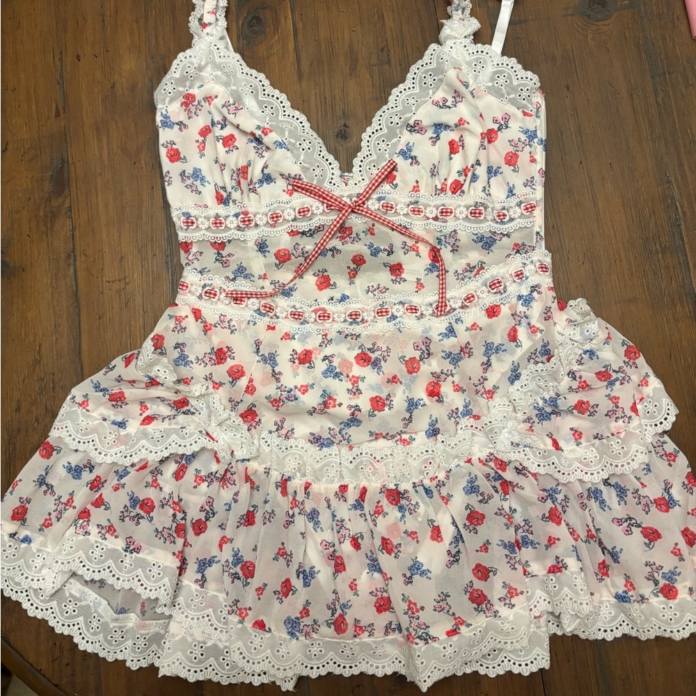 For Love & Lemons ditsy floral mini dress NWT